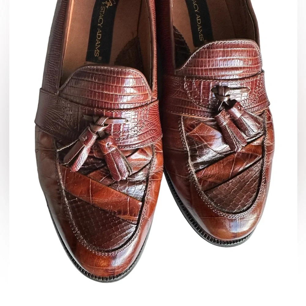 Stacy Adam’s Genuine Snake Skin / Leather Santana Printed Tassel Loafers